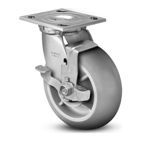 Colson 4 Series Swivel Plate Caster Rubber Top Lock Brake 6" Dia. 450 Lb. 4.06109.559 BRK7